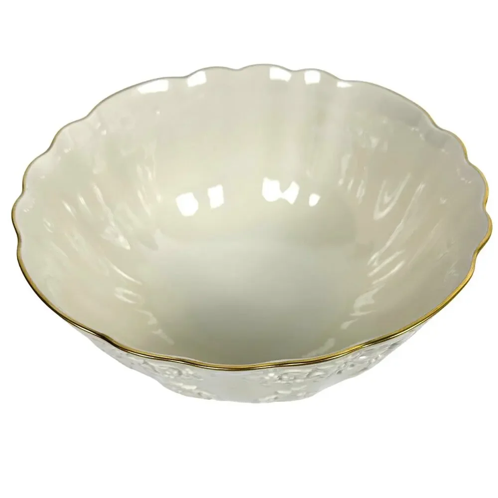Lenox Holiday Hostess Collection Ivory Gold Rim Centerpiece 12.5